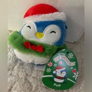 Squishmallow Puff The Penguin with Danta hat and Wreath Holiday 2022 and 2023